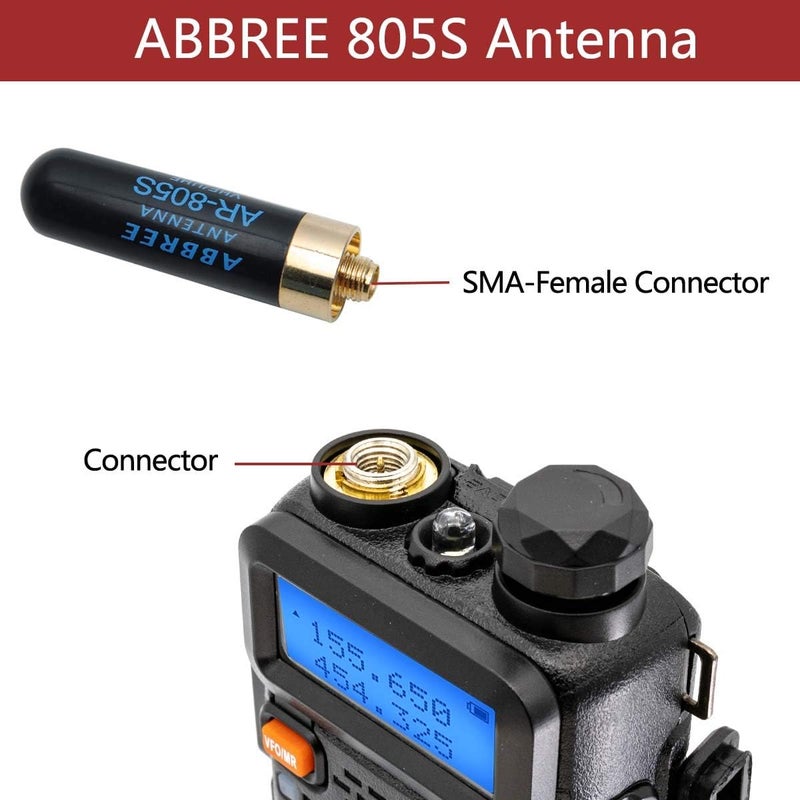 ABBREE Ham Radio Antenna Dual Band VHF/UHF 144/430Mhz 1.96inch Mini Short AR-805S SMA- Female Long Range Stubby Antenna for BAOFENG UV-5R Mini 5RM BF-F8HP PRO UV32 DM32 GM21 Accessories,2Pack - Image 4